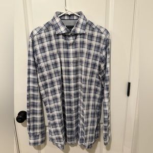 Bugatchi Plaid Dress Shirt - Designer - Size Large L